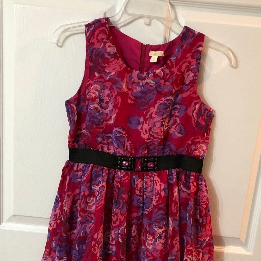 The Children Place Pink Floral Beaded Dress Sz 14